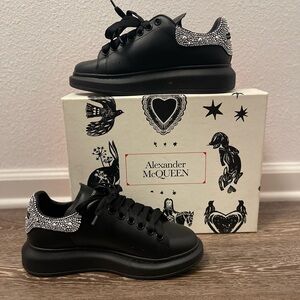 Alexander McQueen Black Sneakers with White Details